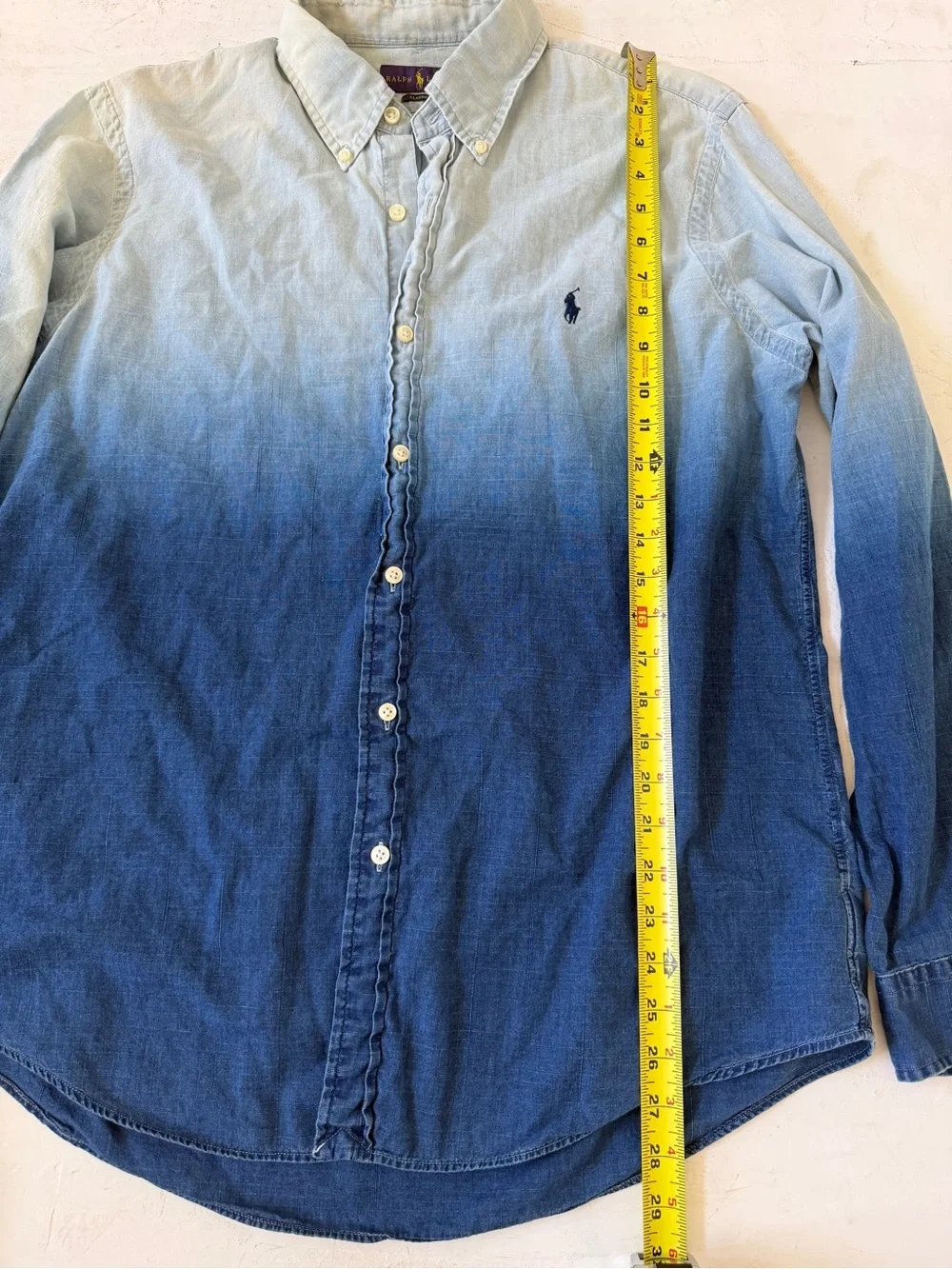 Polo Ralph Lauren Men's Classic Fit Dip-Dyed Shirt Blue Size L